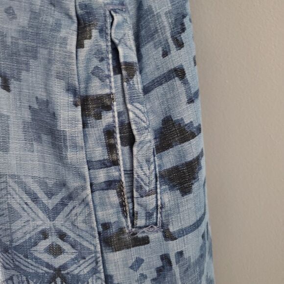 Chelsea & Theodore Aztec Print Chambray Shirt Dress Size XL - Picture 6 of 7